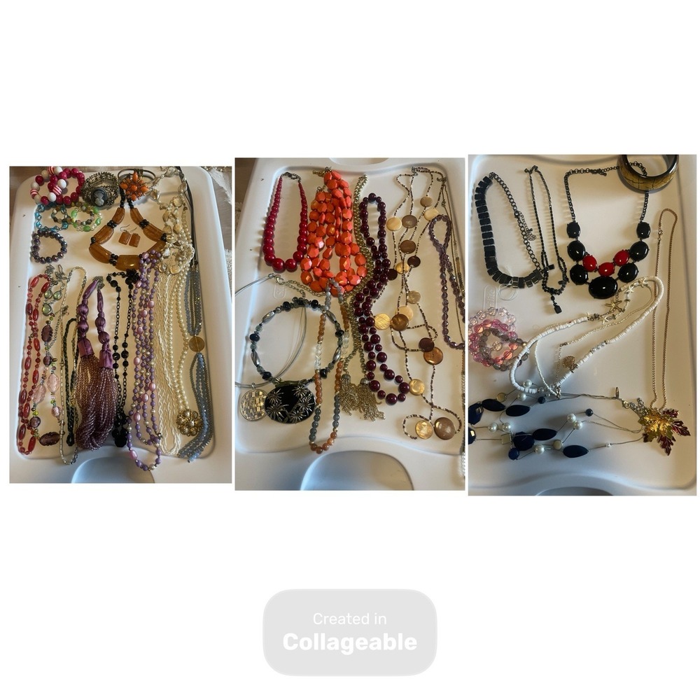 Large Lot Vintage Jewelry Lot Necklaces Bracelets Beads Art Deco Art Nouveau